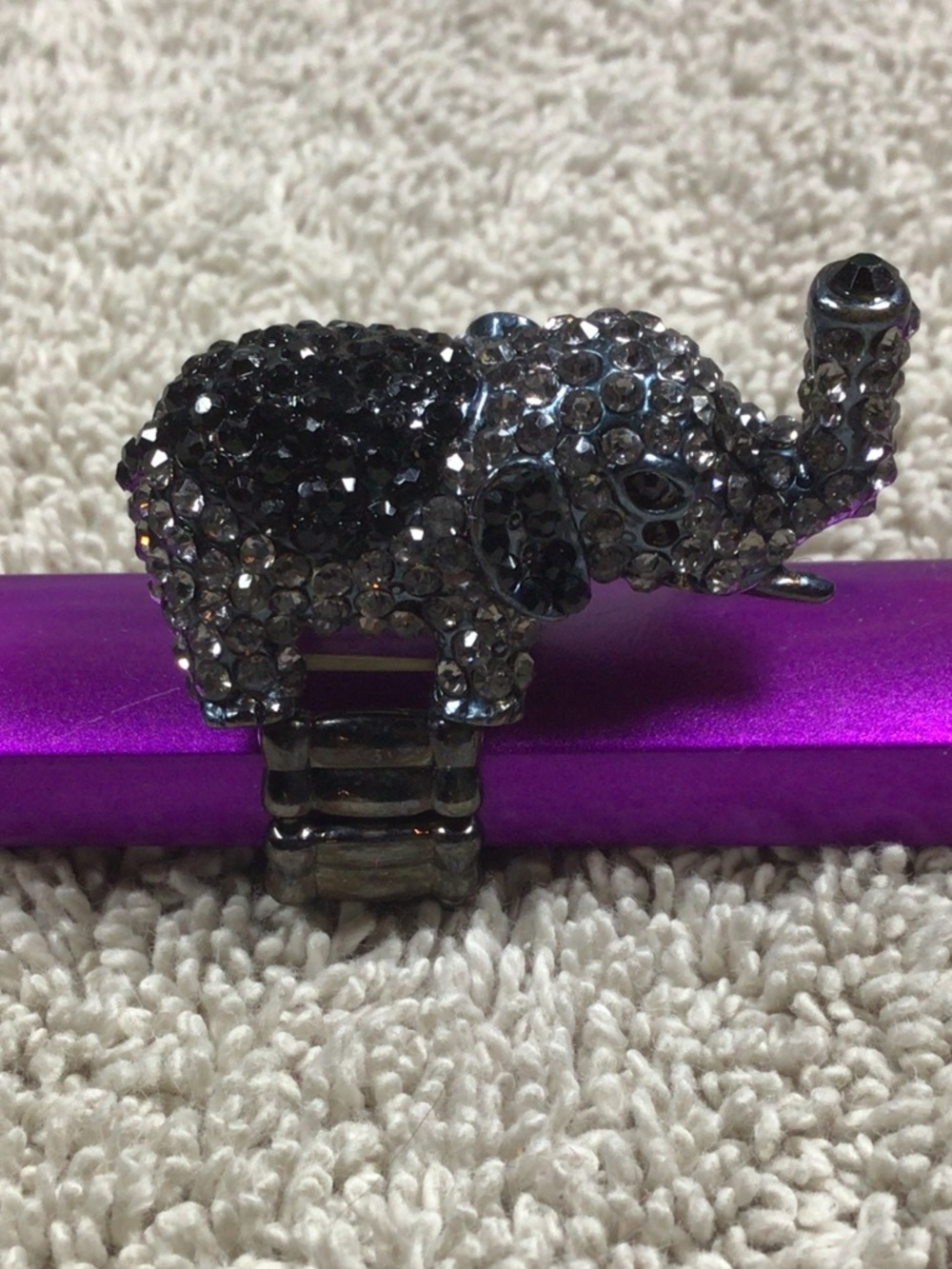 Rhinestone-Encrusted Elephant Cocktail Statement Ring